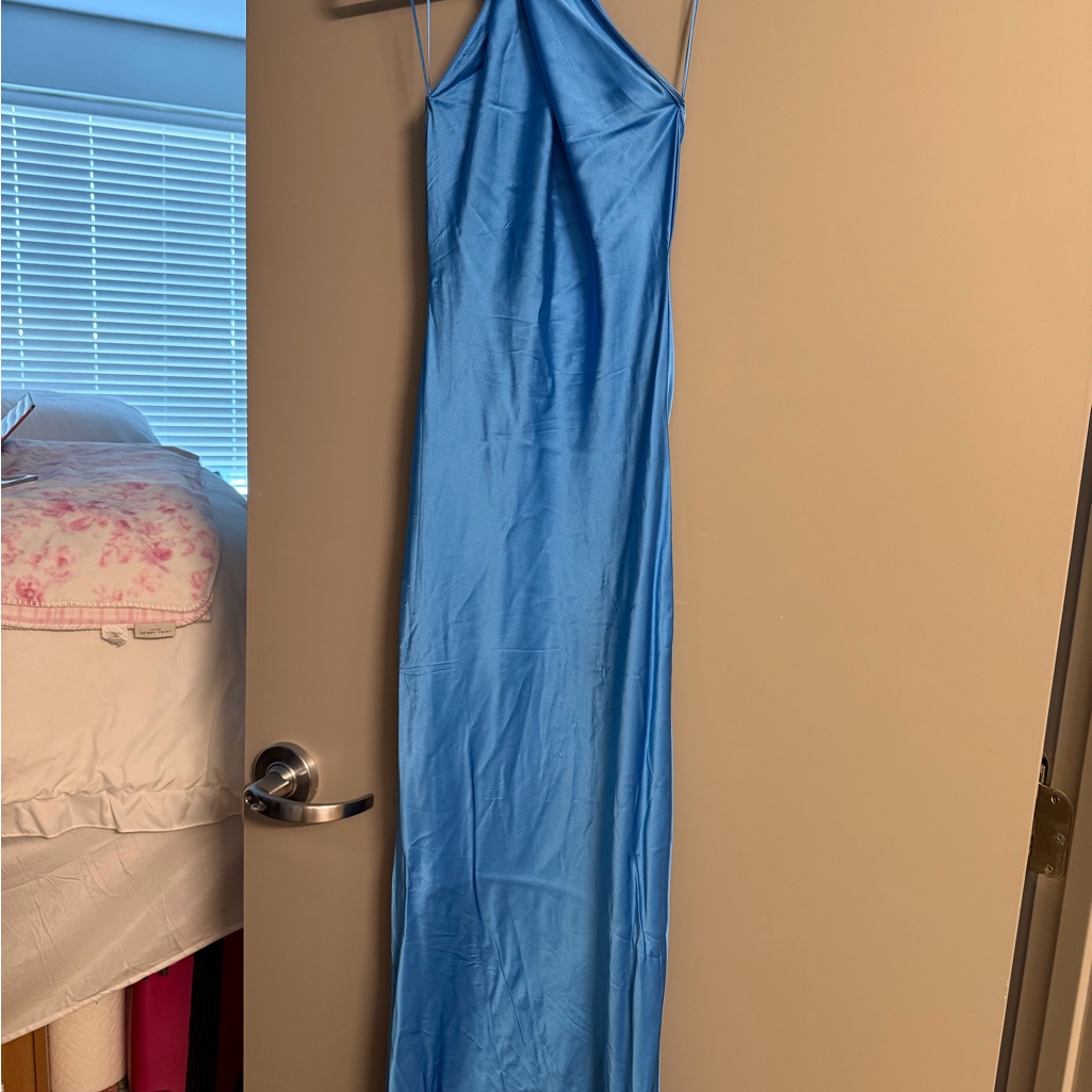 Amanda Uprichard Jade Maxi Dress, Sky Blue, Backless.